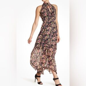 Floral Boho high collar sleeveless Dress - Multicolor